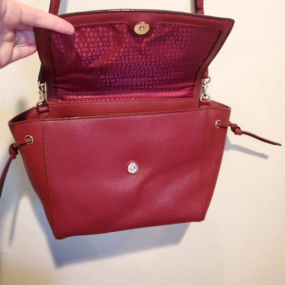 Kate Spade Lilah Laurel Burgundy Leather Satchel